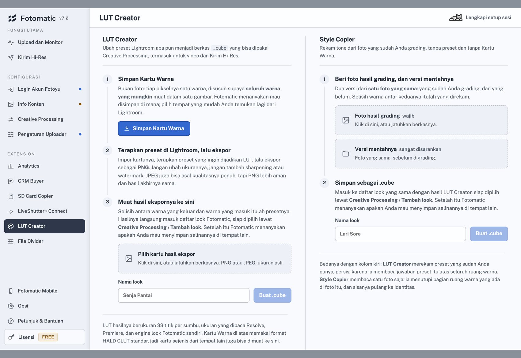 LUT Creator dan Style Copier